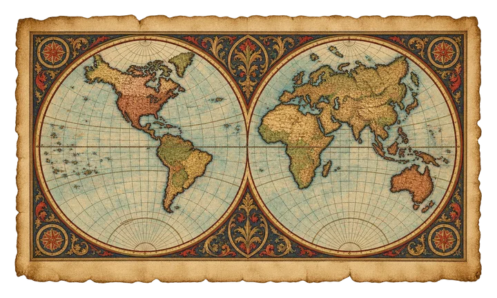 World map showing the family's principal migration routes