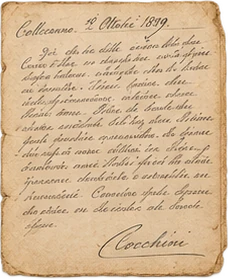 Handwritten letter sent from Collecorvino in 1889